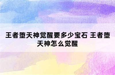 王者堕天神觉醒要多少宝石 王者堕天神怎么觉醒